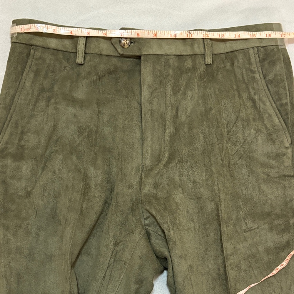 Men's Olive Suede Leather Green Pants Size 34 NWOT - Picture 9 of 10